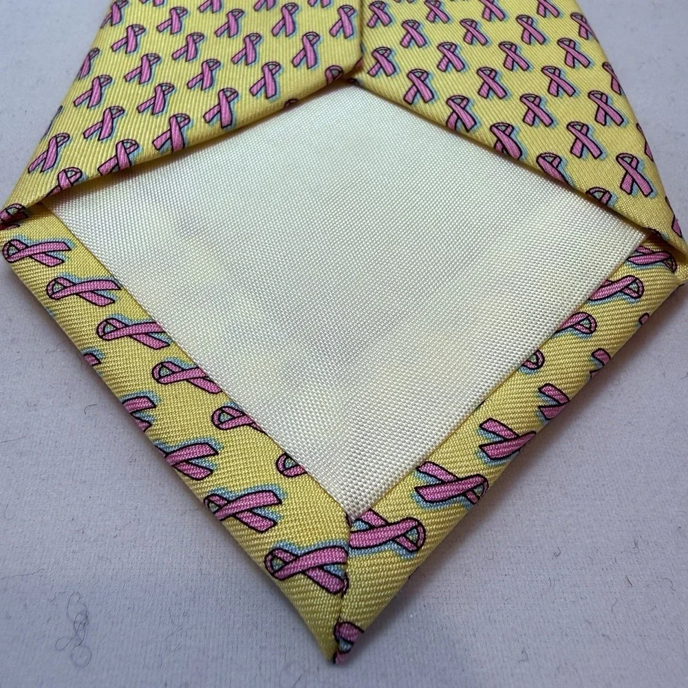 Vineyard Vines Tie Mens One Size Yellow Ribbon Breast Cancer Awareness‎ Novelty